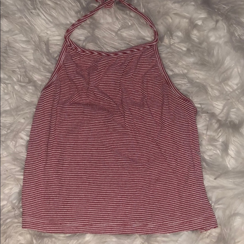 Worn once red and white stripped halter top